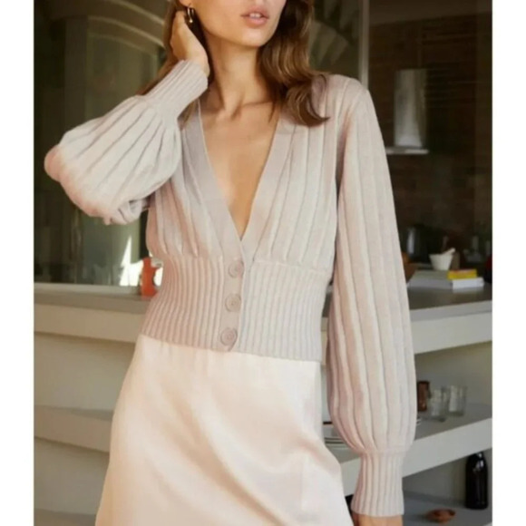 WILFRED Plunge Front Cardigan Wool Sweater XXS ARITZIA - Picture 4 of 11